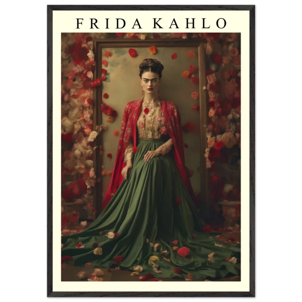Artfulprints Poster met Lijst Frida Kahlo - Beauty in flowers - 70x100 cm - Meerkleurig - 51Dnspod | Smaakvolle damp – Verzendkosten vrij vanaf 40€