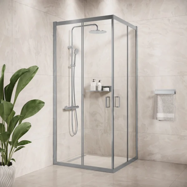 Badplaats Douchecabine Dakota 80 x 80 x 190 cm – Chroom – Douchewand met Schuifdeur - 51Dnspod | Smaakvolle damp – Verzendkosten vrij vanaf 40€