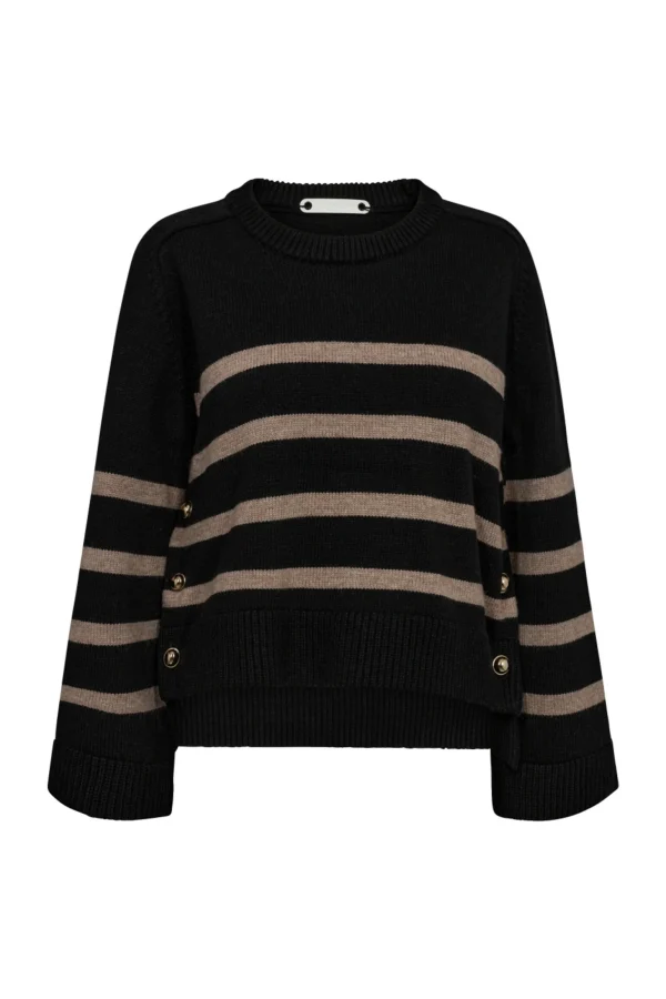 Co'couture MajaCC O-Button Stripe Knit Black 32148-96 - 51Dnspod | Smaakvolle damp – Verzendkosten vrij vanaf 40€