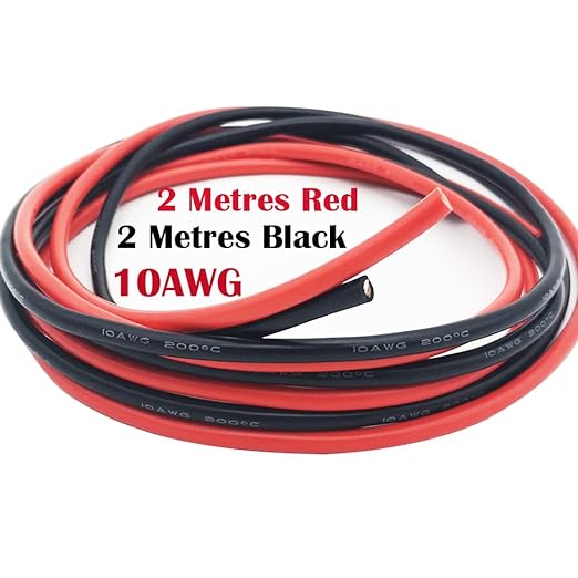 CESFONJER 10 AWG Siliconen Kabel Set, 2m Rood en 2m Zwart - Flexibel en Hittebestendig, Ideaal voor RC Drones en Voertuigen, Hoge Conductiviteit en Oxidatiebestendig, 600V/200°C, Diameter 5.5 CESFONJER 10 AWG Siliconen Kabel Set, 2m Rood en 2m Zwart - Flexibel en Hittebestendig, Ideaal voor RC Drones en Voertuigen, Hoge Conductiviteit en Oxidatiebestendig, 600V/200°C, Diameter 5.5