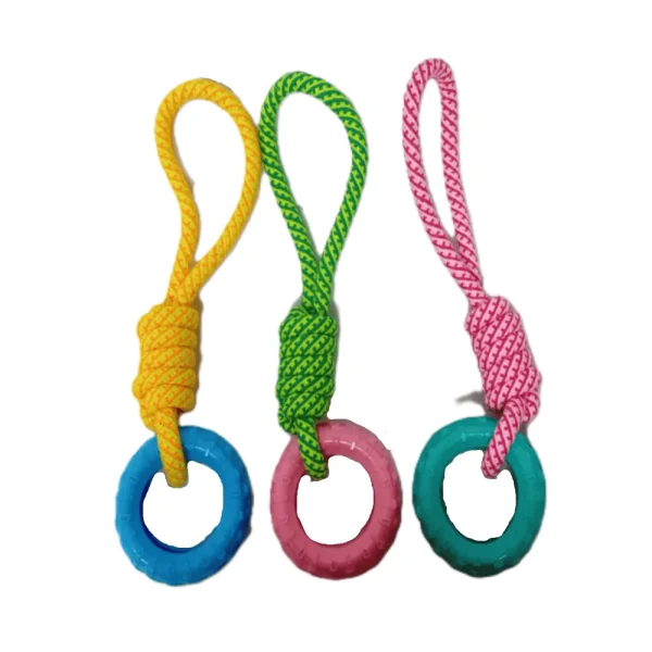 Chikko Quality - Trektouw met ring - Stevig - roze/mintgroen - 39 cm - 51Dnspod | Smaakvolle damp – Verzendkosten vrij vanaf 40€