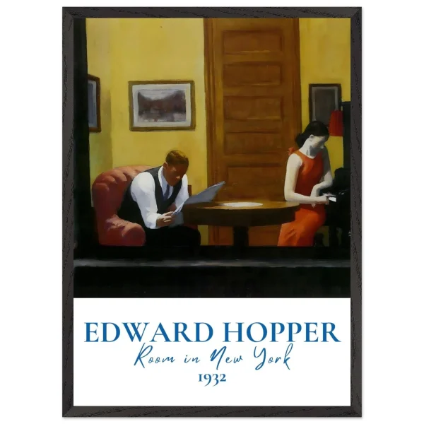Artfulprints Poster met Lijst Edward Hopper - Room in New York - 50x70 cm - Meerkleurig - 51Dnspod | Smaakvolle damp – Verzendkosten vrij vanaf 40€