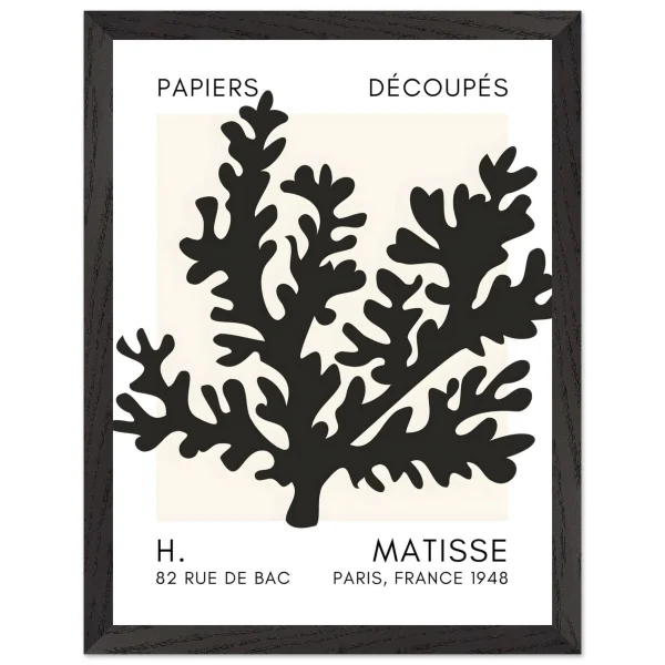 Artfulprints Poster met Lijst Matisse – Aqua bloom black - 30x40 cm - Zwart - 51Dnspod | Smaakvolle damp – Verzendkosten vrij vanaf 40€