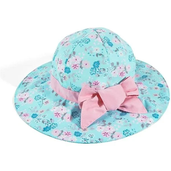 Baby Strandhoed Met Bloemenprint - Blauwe Zonnehoed Voor Baby's - Ademend En Sneldrogend Materiaal - Verstelbare En Comfortabele Pasvorm - Geschikt Voor Zonbescherming Op Strand Of Vakantie M