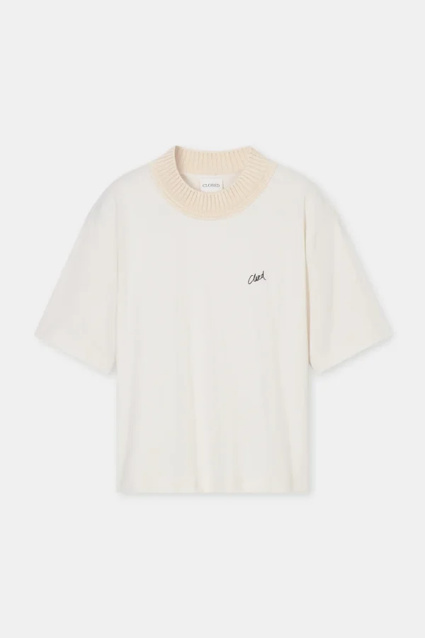 CLOSED KNIT COLLAR TEE CREAM - 51Dnspod | Smaakvolle damp – Verzendkosten vrij vanaf 40€