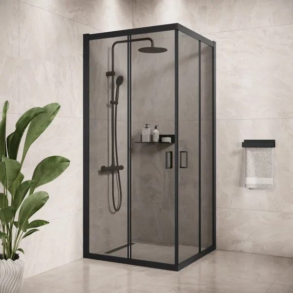 Badplaats Douchecabine Dakota 90 x 90 x 190 cm – Zwart met Rookglas – Douchewand met Schuifdeur - 51Dnspod | Smaakvolle damp – Verzendkosten vrij vanaf 40€