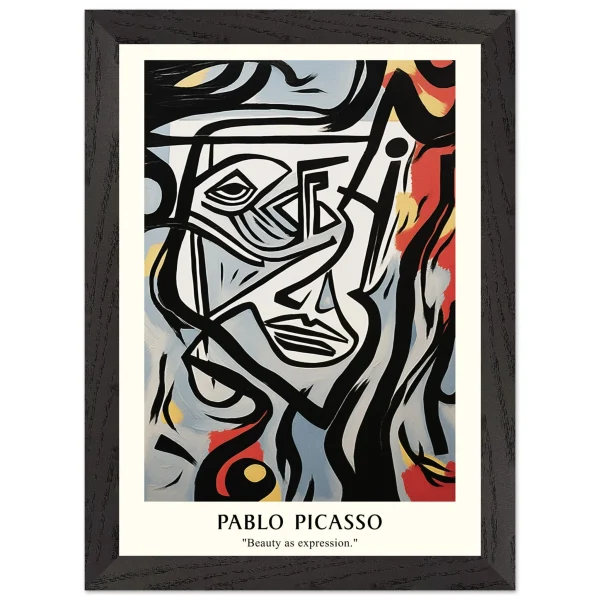Artfulprints Poster met Lijst Pablo Picasso - Beauty as expression - A4 21x29.7 cm - Meerkleurig - 51Dnspod | Smaakvolle damp – Verzendkosten vrij vanaf 40€
