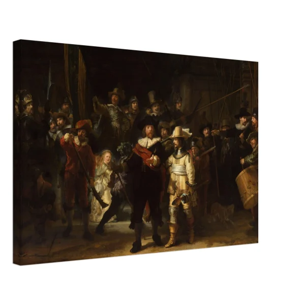 Artfulprints Canvas Rembrandt van Rijn - De nachtwacht canvas - 60x40 cm - Bruin - 51Dnspod | Smaakvolle damp – Verzendkosten vrij vanaf 40€