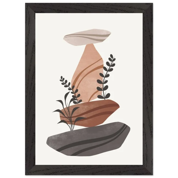 Artfulprints Poster met Lijst Boho – Rock balance - A4 21x29.7 cm - Bruin - 51Dnspod | Smaakvolle damp – Verzendkosten vrij vanaf 40€