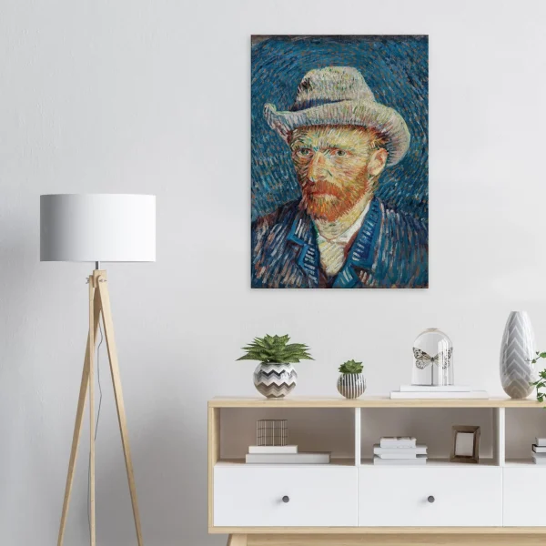 Artfulprints Canvas Vincent van Gogh – Zelfportret met grijze vilthoed canvas - 75x100 cm - Blauw - 51Dnspod | Smaakvolle damp – Verzendkosten vrij vanaf 40€