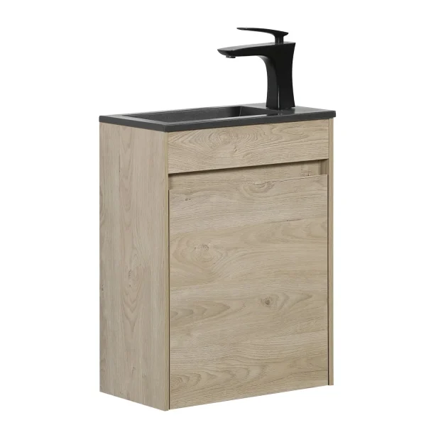 Badplaats Toiletmeubel Sinta 40 x 22 cm – Kastanje Eiken – Fonteinmeubel met Zwarte Wastafel - 51Dnspod | Smaakvolle damp – Verzendkosten vrij vanaf 40€
