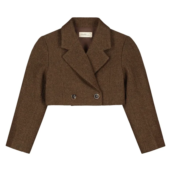 Charlie Petite | Nora Cropped Blazer | Brown Melange - 51Dnspod | Smaakvolle damp – Verzendkosten vrij vanaf 40€