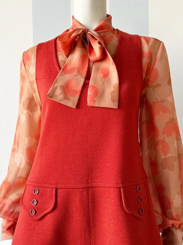 Brique wollen 70s minijurk - 51Dnspod | Smaakvolle damp – Verzendkosten vrij vanaf 40€
