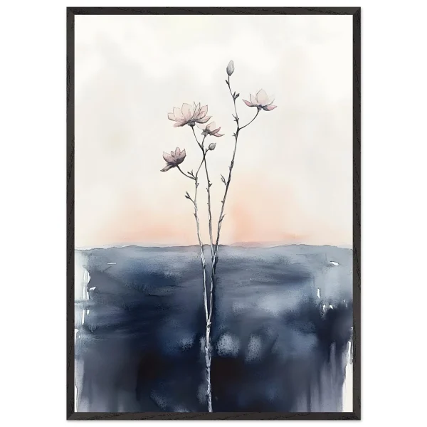 Artfulprints Poster met Lijst Boho – Misty blossom - 70x100 cm - Zwart / Wit - 51Dnspod | Smaakvolle damp – Verzendkosten vrij vanaf 40€