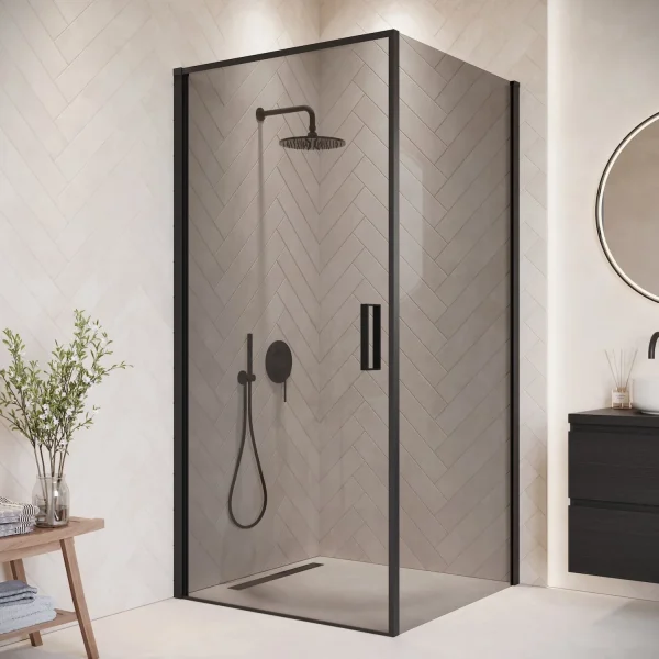 Badplaats Douchecabine Alava 100 x 100 x 190 cm – Zwart met Rookglas – Douchewand met Draaideur - 51Dnspod | Smaakvolle damp – Verzendkosten vrij vanaf 40€
