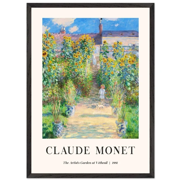 Artfulprints Poster met Lijst Claude Monet - The artist's garden at Vétheuil - 50x70 cm - Groen - 51Dnspod | Smaakvolle damp – Verzendkosten vrij vanaf 40€