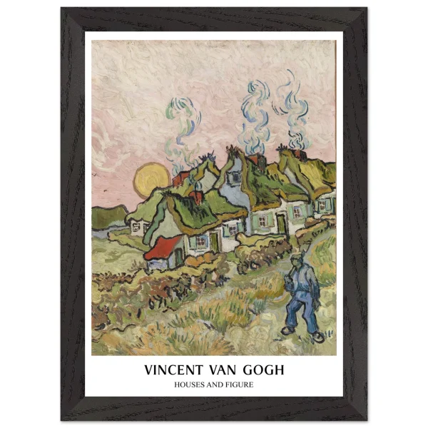 Artfulprints Poster met Lijst Vincent van Gogh - Houses and figures - A4 21x29.7 cm - Groen - 51Dnspod | Smaakvolle damp – Verzendkosten vrij vanaf 40€