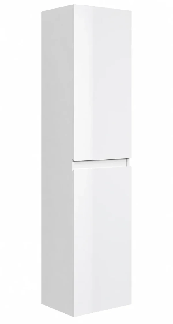 Badplaats Badkamerkast Angela 40 x 30 x 150 cm – Hoogglans Wit – Hangende Kolomkast met 2 Deuren - 51Dnspod | Smaakvolle damp – Verzendkosten vrij vanaf 40€