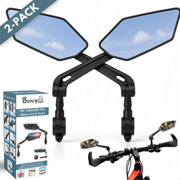 Boncy® Fietsspiegel 2-pack | Buiten Stuur - 51Dnspod | Smaakvolle damp – Verzendkosten vrij vanaf 40€