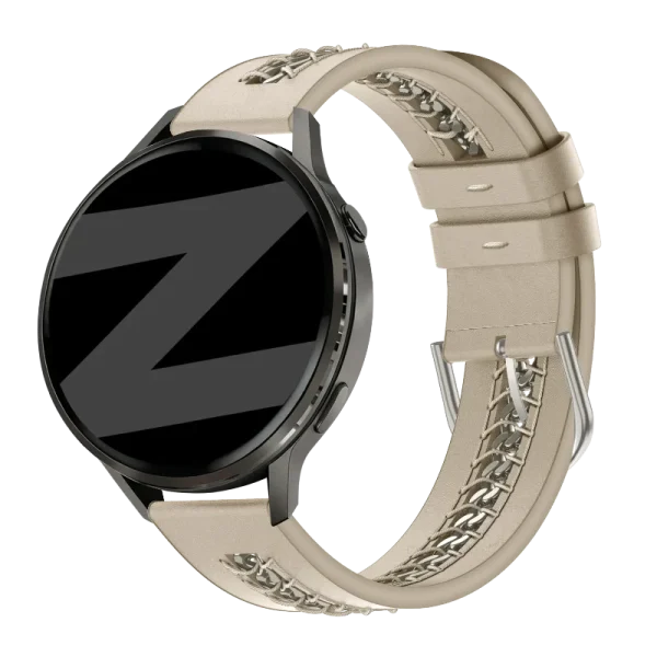 Bandz Garmin Venu SQ 2 leren band 'Chains' (beige) - 51Dnspod | Smaakvolle damp – Verzendkosten vrij vanaf 40€