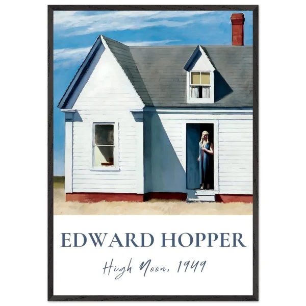 Artfulprints Poster met Lijst Edward Hopper - High noon - 70x100 cm - Blauw - 51Dnspod | Smaakvolle damp – Verzendkosten vrij vanaf 40€