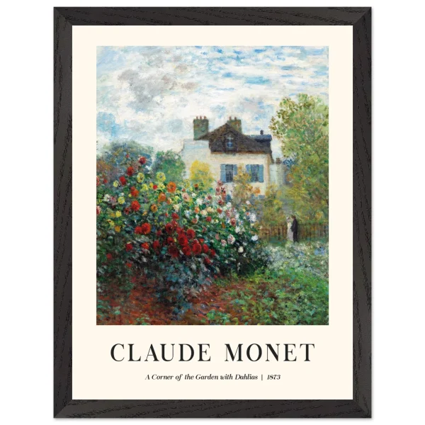 Artfulprints Poster met Lijst Claude Monet - A corner of the garden with dahlias - 30x40 cm - Meerkleurig - 51Dnspod | Smaakvolle damp – Verzendkosten vrij vanaf 40€