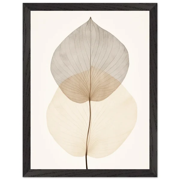 Artfulprints Poster met Lijst Japandi leaf - 30x40 cm - Taupe - 51Dnspod | Smaakvolle damp – Verzendkosten vrij vanaf 40€