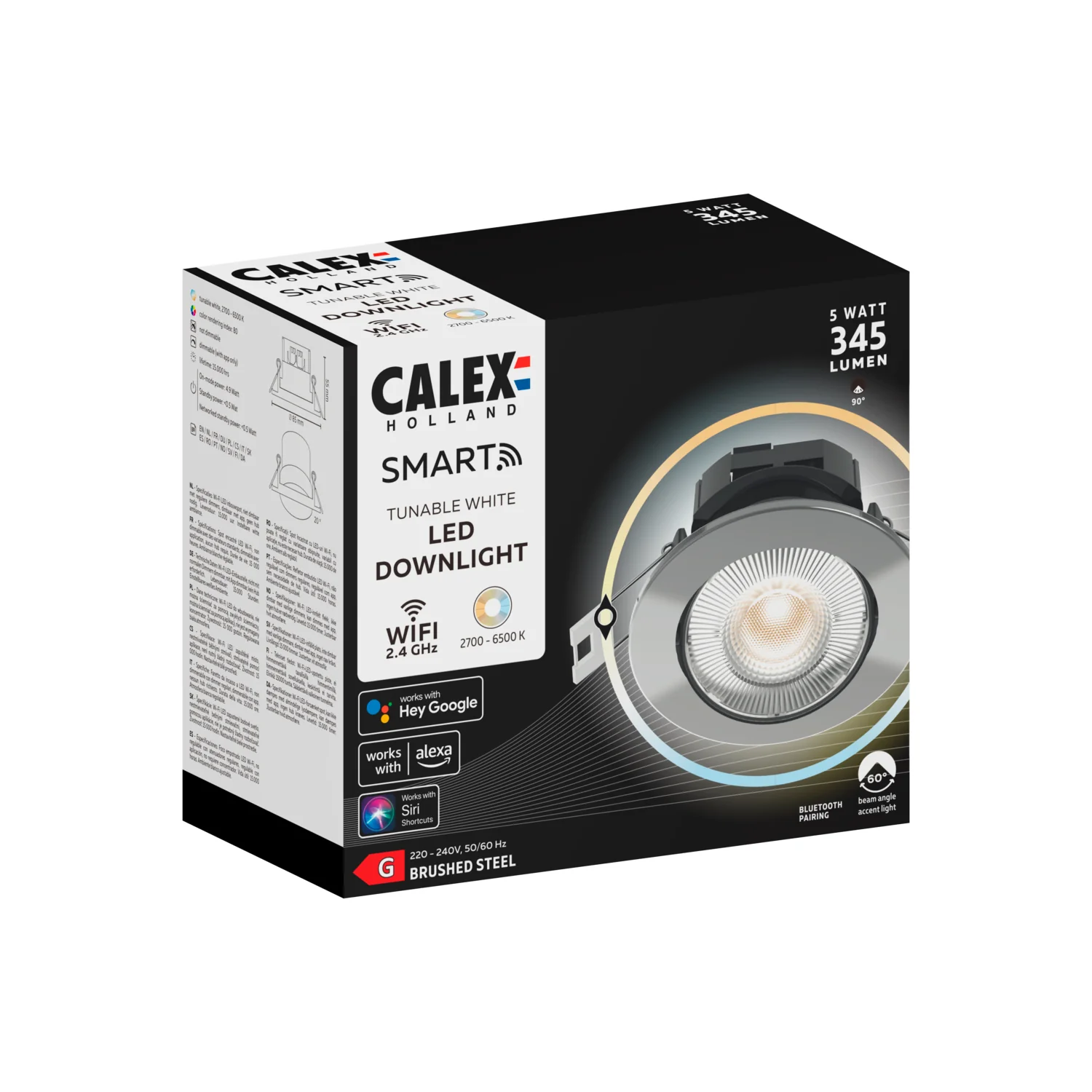 Calex LED inbouwspot Smart RVS ⌀8,5cm dimbaar - 51Dnspod | Smaakvolle damp – Verzendkosten vrij vanaf 40€ Calex LED inbouwspot Smart RVS ⌀8,5cm dimbaar - 51Dnspod | Smaakvolle damp – Verzendkosten vrij vanaf 40€