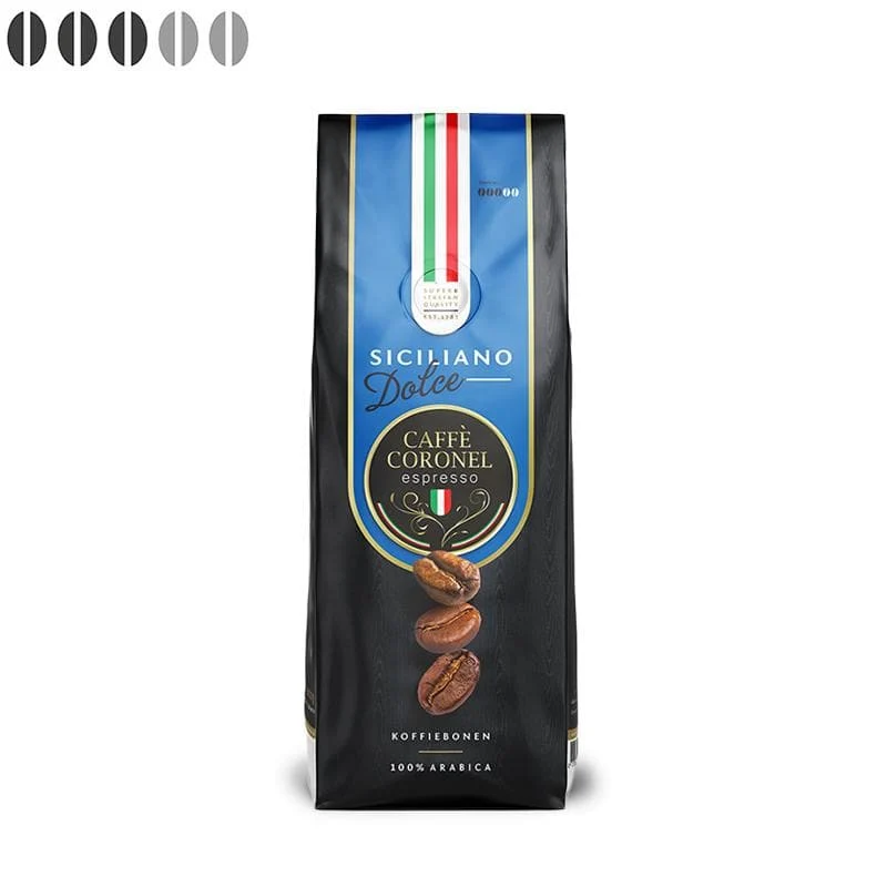 Caffè Coronel Siciliano Dolce Italiaanse koffiebonen 1kg - 51Dnspod | Smaakvolle damp – Verzendkosten vrij vanaf 40€ Caffè Coronel Siciliano Dolce Italiaanse koffiebonen 1kg - 51Dnspod | Smaakvolle damp – Verzendkosten vrij vanaf 40€