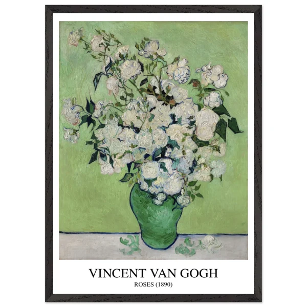 Artfulprints Poster met Lijst Vincent van Gogh - Roses - 50x70 cm - Groen - 51Dnspod | Smaakvolle damp – Verzendkosten vrij vanaf 40€