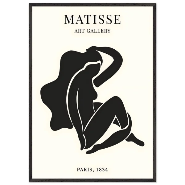Artfulprints Poster met Lijst Matisse - Art of a woman - 70x100 cm - Zwart / Wit - 51Dnspod | Smaakvolle damp – Verzendkosten vrij vanaf 40€