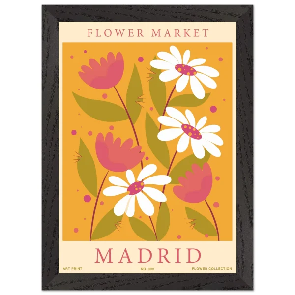 Artfulprints Poster met Lijst Flower market - Madrid - A4 21x29.7 cm - Oranje - 51Dnspod | Smaakvolle damp – Verzendkosten vrij vanaf 40€