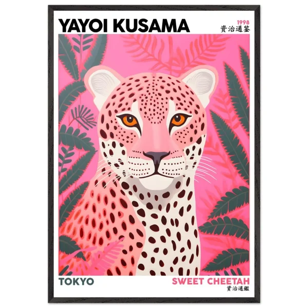 Artfulprints Poster met Lijst Yayoi Kusama - Sweet cheetah - 70x100 cm - Roze - 51Dnspod | Smaakvolle damp – Verzendkosten vrij vanaf 40€