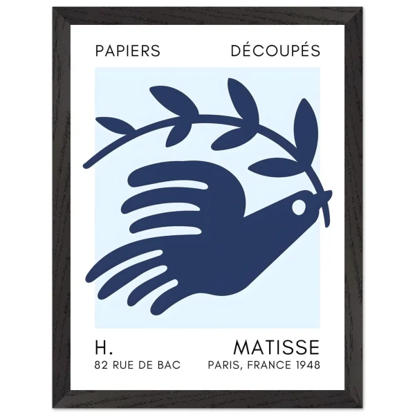 Artfulprints Poster met Lijst Matisse – Peace dove navy blue I - 30x40 cm - Blauw - 51Dnspod | Smaakvolle damp – Verzendkosten vrij vanaf 40€